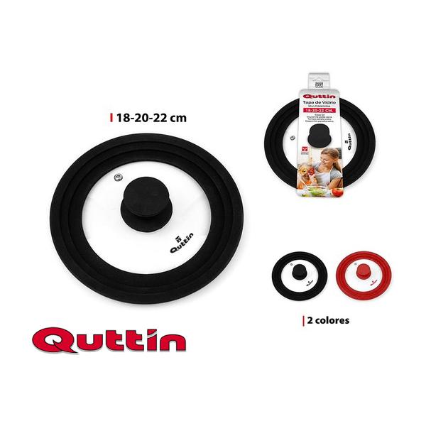 TAPA SARTÉN VIDRIO RUBBER 18/20/22CM QUTTIN - SURTIDOS