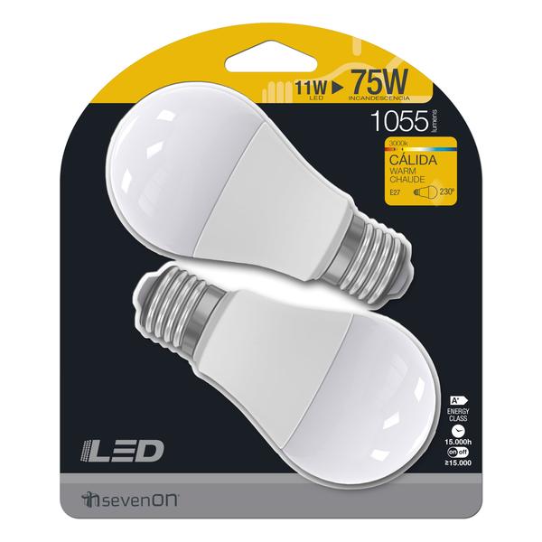 LED ESTÁNDAR 11W(=75W) 1055LM E27 7HSEVENON - 2UDS - imagen 1