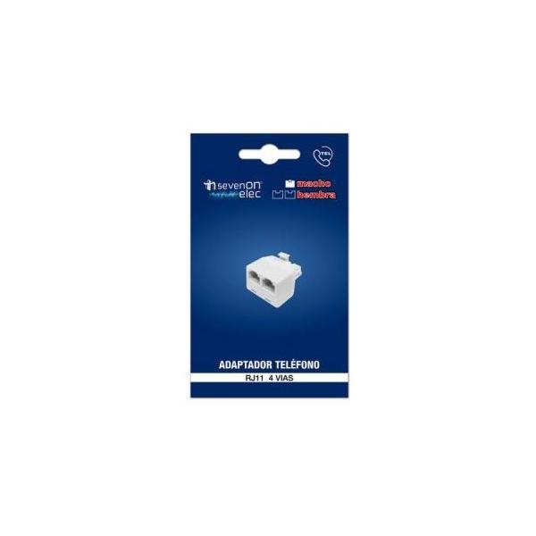 ADAPTADOR TELÉFONO (1MACHO/2 HEMBRAS) BLANCO 7HSEVENON ELEC