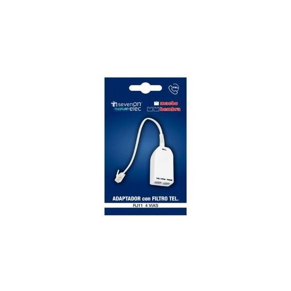 ADAPTADOR TELÉFONO CON FILTRO (1 MACHO/2 HEMBRAS) BLANCO 7HSEVENON ELEC BL