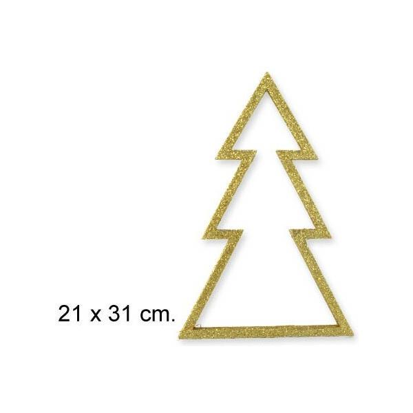 ARBOL NAVIDAD MADERA ORO BRILLANTE 21X31CM