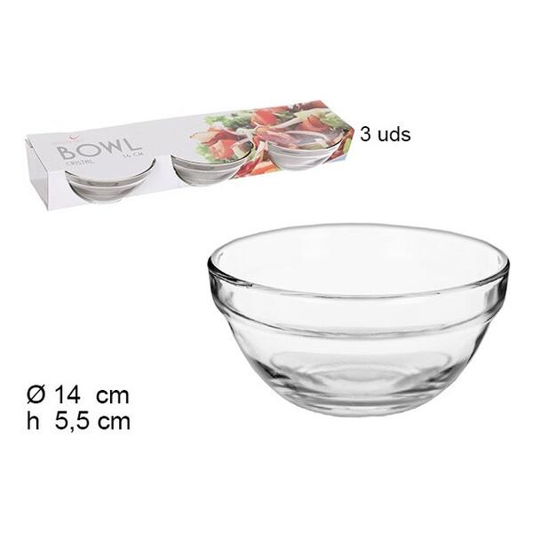 BOWL CRISTAL PACK 3 PIEZAS 14CM