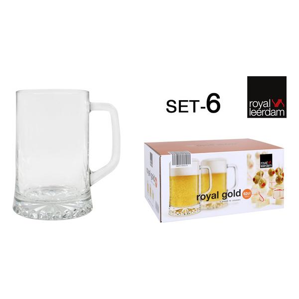 SET 6 JARRA CERVEZA 62CL ROYAL GOLD