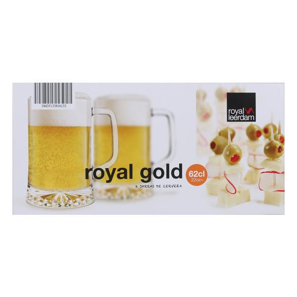 SET 6 JARRA CERVEZA 62CL ROYAL GOLD - imagen 1