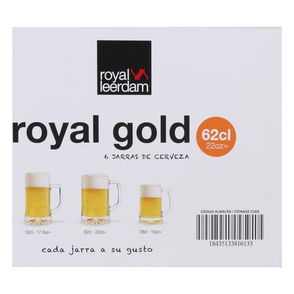 SET 6 JARRA CERVEZA 62CL ROYAL GOLD - imagen 2