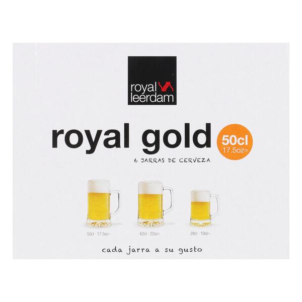 SET 6 JARRA CERVEZA 50CL ROYAL GOLD - imagen 2